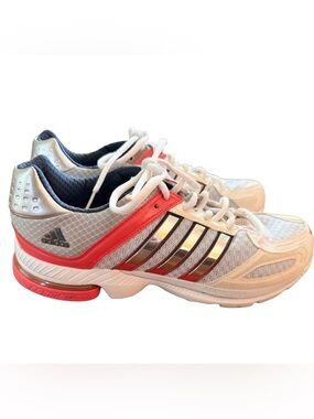 adidas White and Coral Women's Supernova Sequence with Metallic Stripes